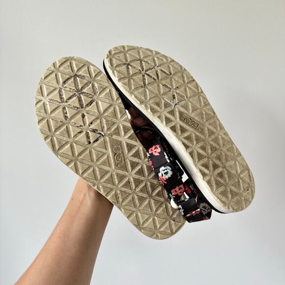 Teva Floral Print Adjustable Strap EVA Footbed Casual Sandals Black 7 - Picture 3 of 4